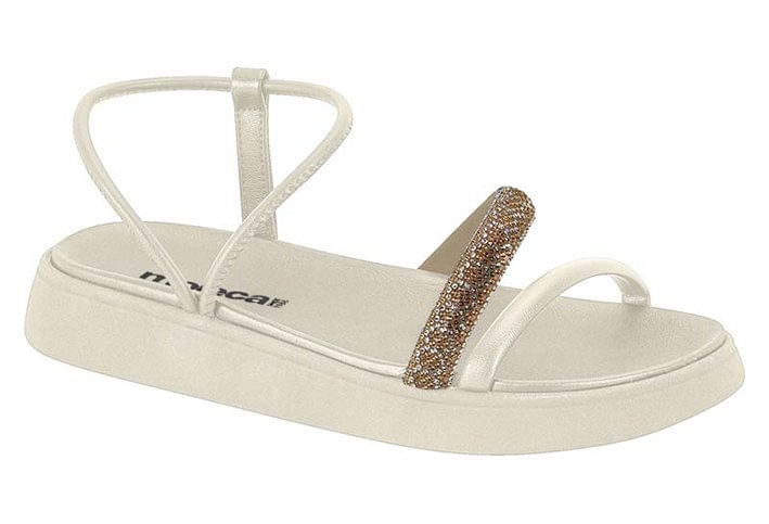 Sandália Papete Strass Moleca 5469126 Feminina