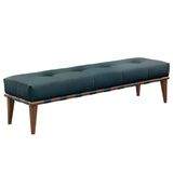 Recamier London Luxo Madeira Maciça Tecido Linho Azul