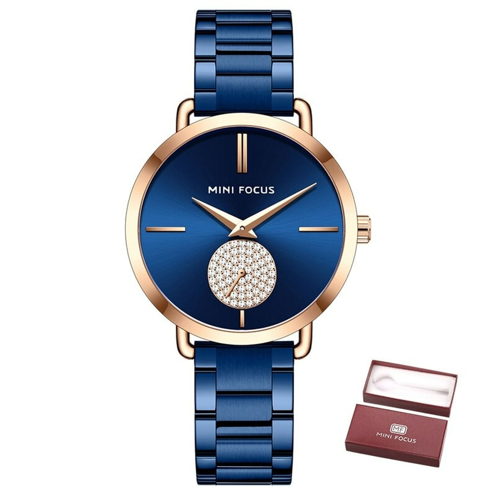 Relógio De Quartzo Feminino Mini Focus Mf0222l À Prova D&#39;água Azul