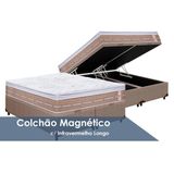 Cama Box Bau King Colchao Magnetico Castor Infravermelho Longo Niponpedic Base Crc Courano Bege 193x203