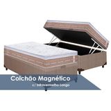 Cama Box Bau Solteiro Colchao Magnetico Castor Infravermelho Longo Niponpedic Base Crc Courano Bege 88x188