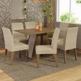 Conjunto Sala De Jantar Mesa Tampo De Madeira 6 Cadeiras Rustic/crema/imperial Cheryl Madesa