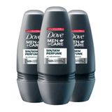 Kit Desodorante Roll On Dove Men Sem Perfume 50ml - 3 Unidades