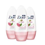 Kit Desodorante Roll On Dove Romã 50ml - 3 Unidades