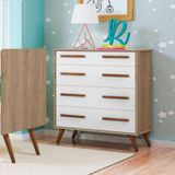 Comoda 4 Gavetas Retro Carvalho Rustico/branco
