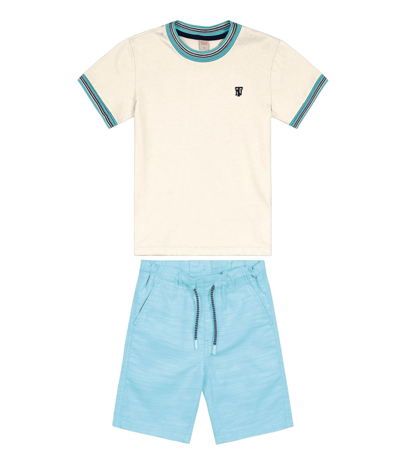 Conjunto Infantil Camiseta Com Bermuda Trick Nick Bege 4