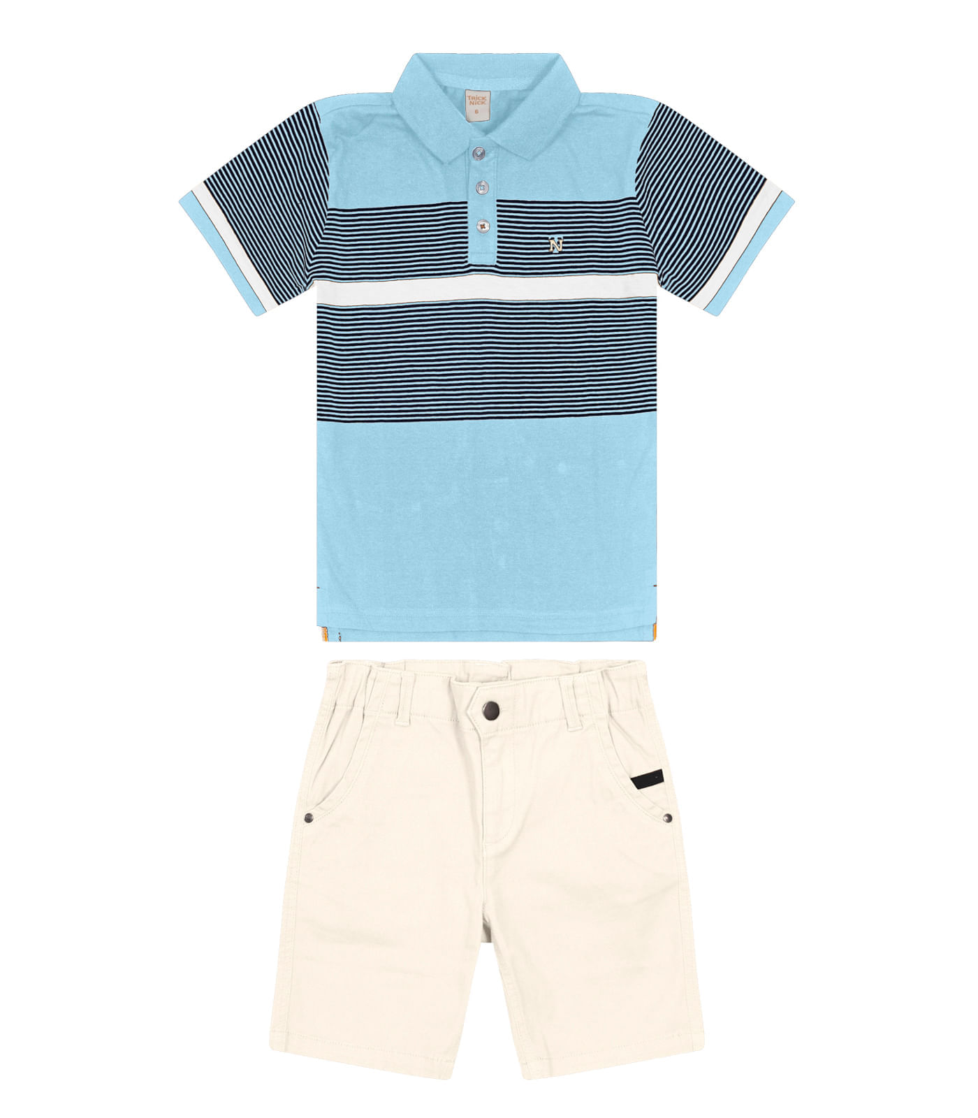 Conjunto Infantil Polo Com Bermuda Trick Nick Azul 4