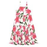 Vestido Midi Infantil Estampas Florais Trick Nick Bege 4