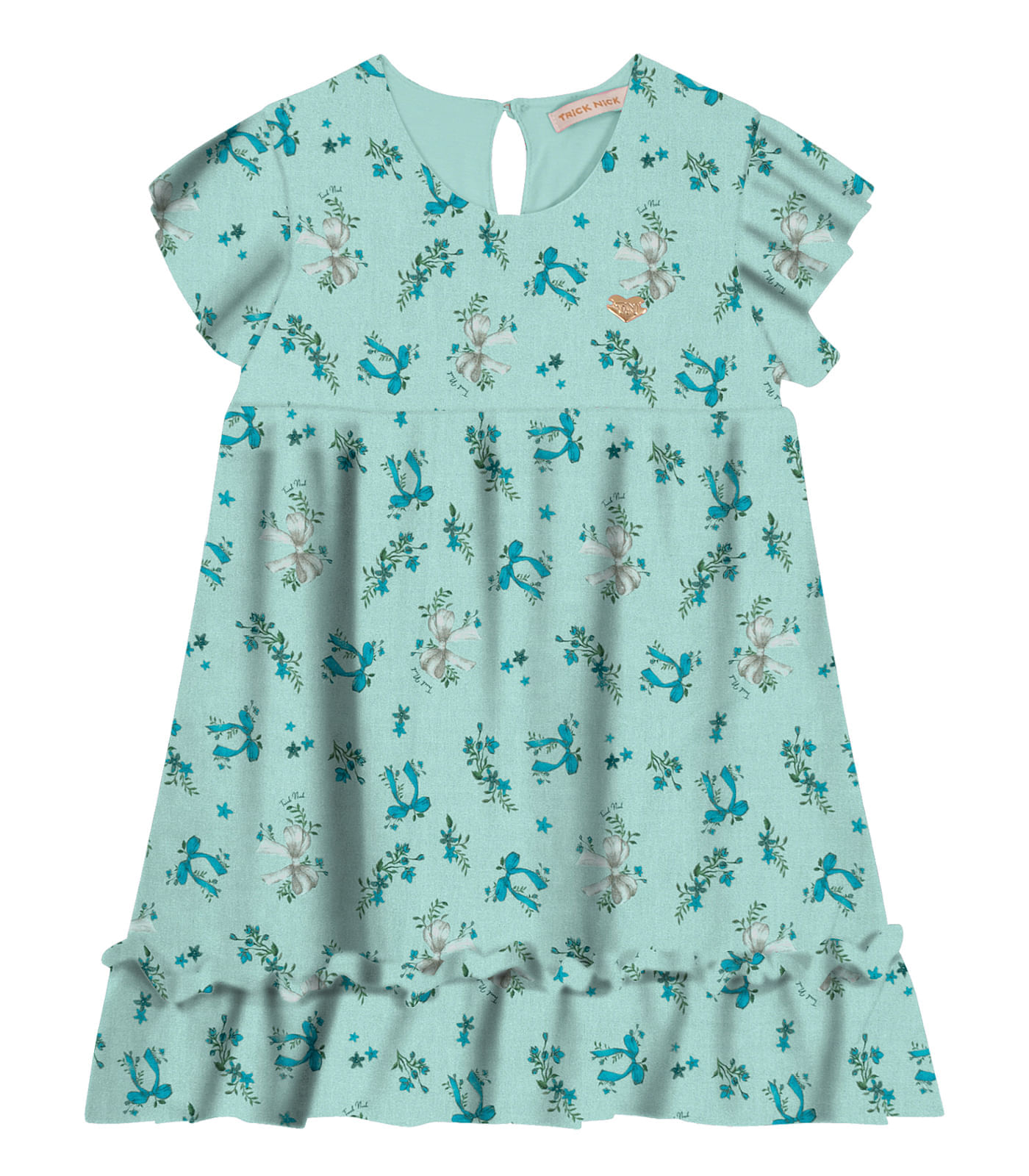 Vestido Curto Infantil Com Babados Trick Nick Azul 3