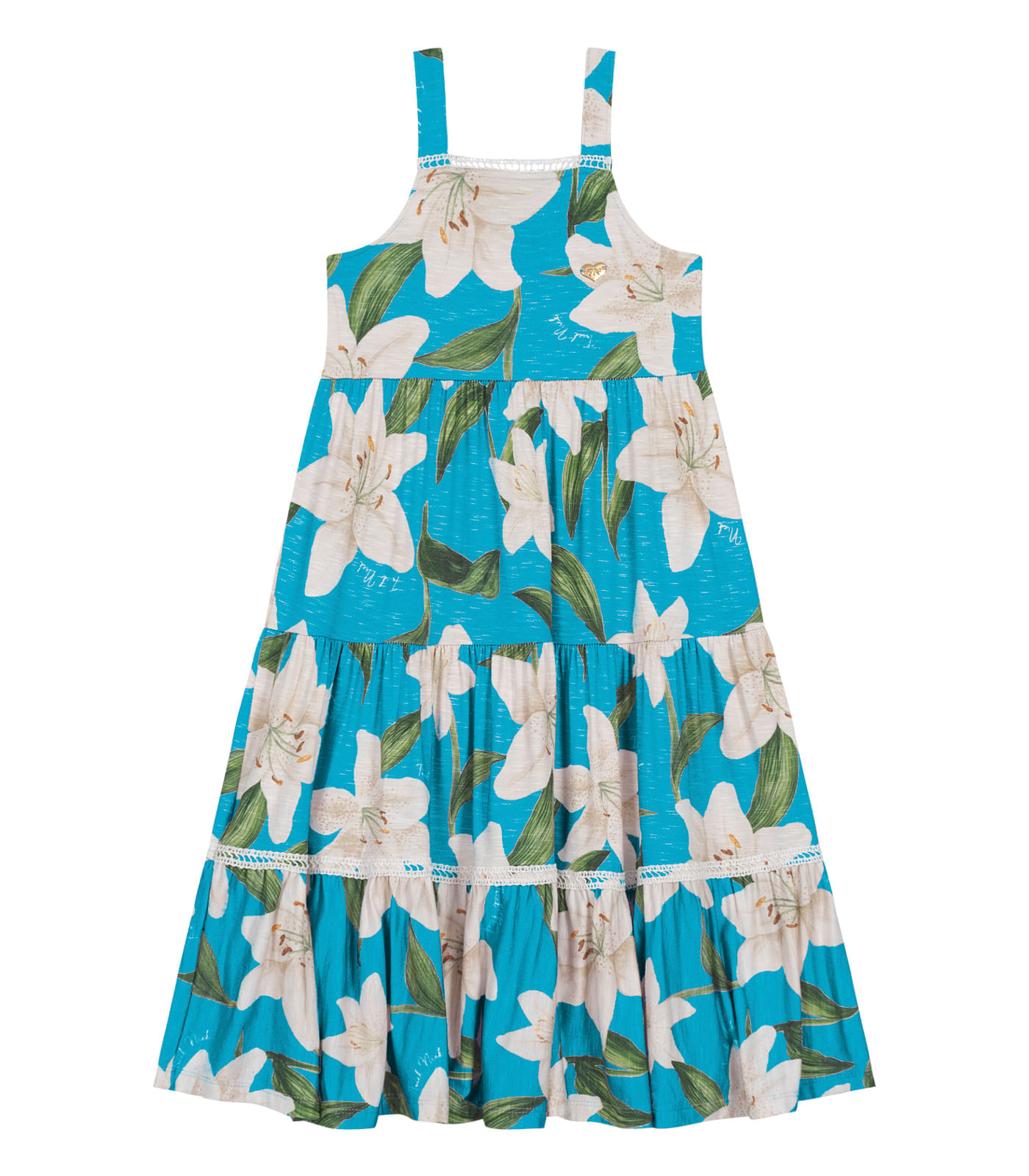 Vestido Midi Infantil Estampas Florais Trick Nick Verde 8