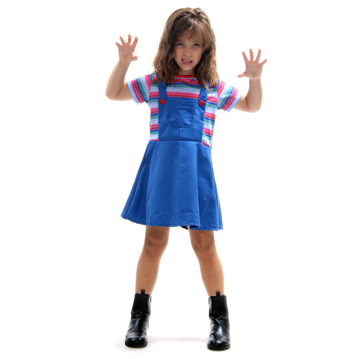 Fantasia Chucky Boneco Assassino Feminino Vestido Infantil - Halloween
 G