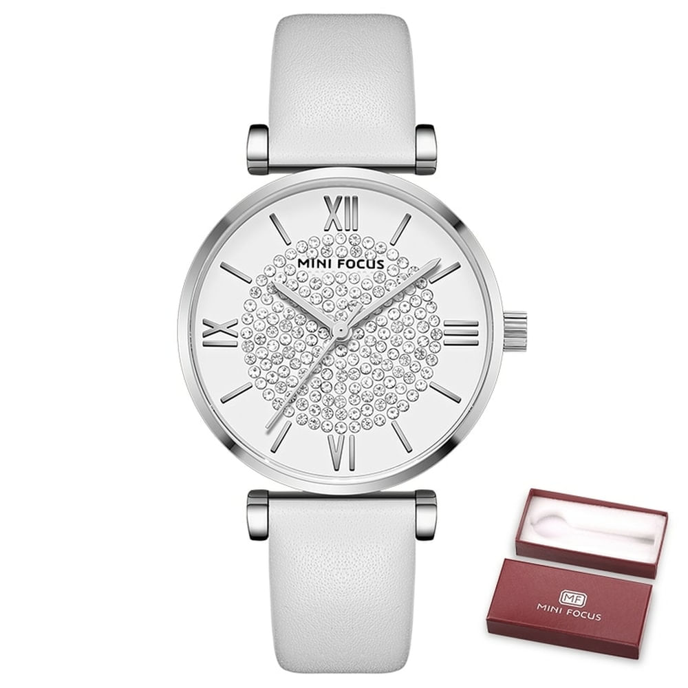 Relógio Feminino Mini Focus Mf0334l À Prova D&#39;água Branco