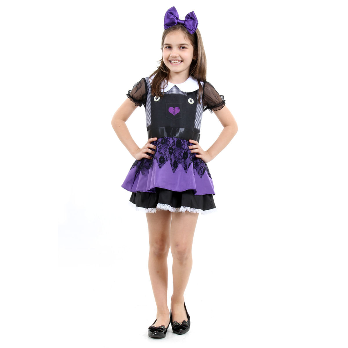 Fantasia Boneca Do Mal Vestido Infantil Com Tiara - Halloween
 Gg