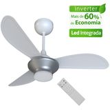 Ventilador de Teto Ventisol Wind Plus Inverter Silver, Controle Remoto e LED Integrada - Bivolt