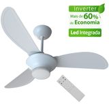 Ventilador De Teto Ventisol Wind Plus Inverter Branco Controle Remoto Led Integrada - Bivolt