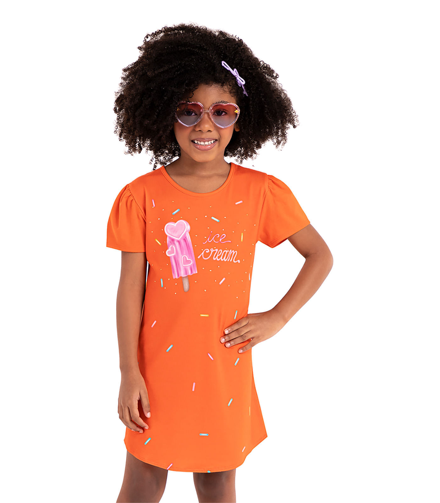 Vestido Infantil Ice Cream Rovi Kids Laranja 4