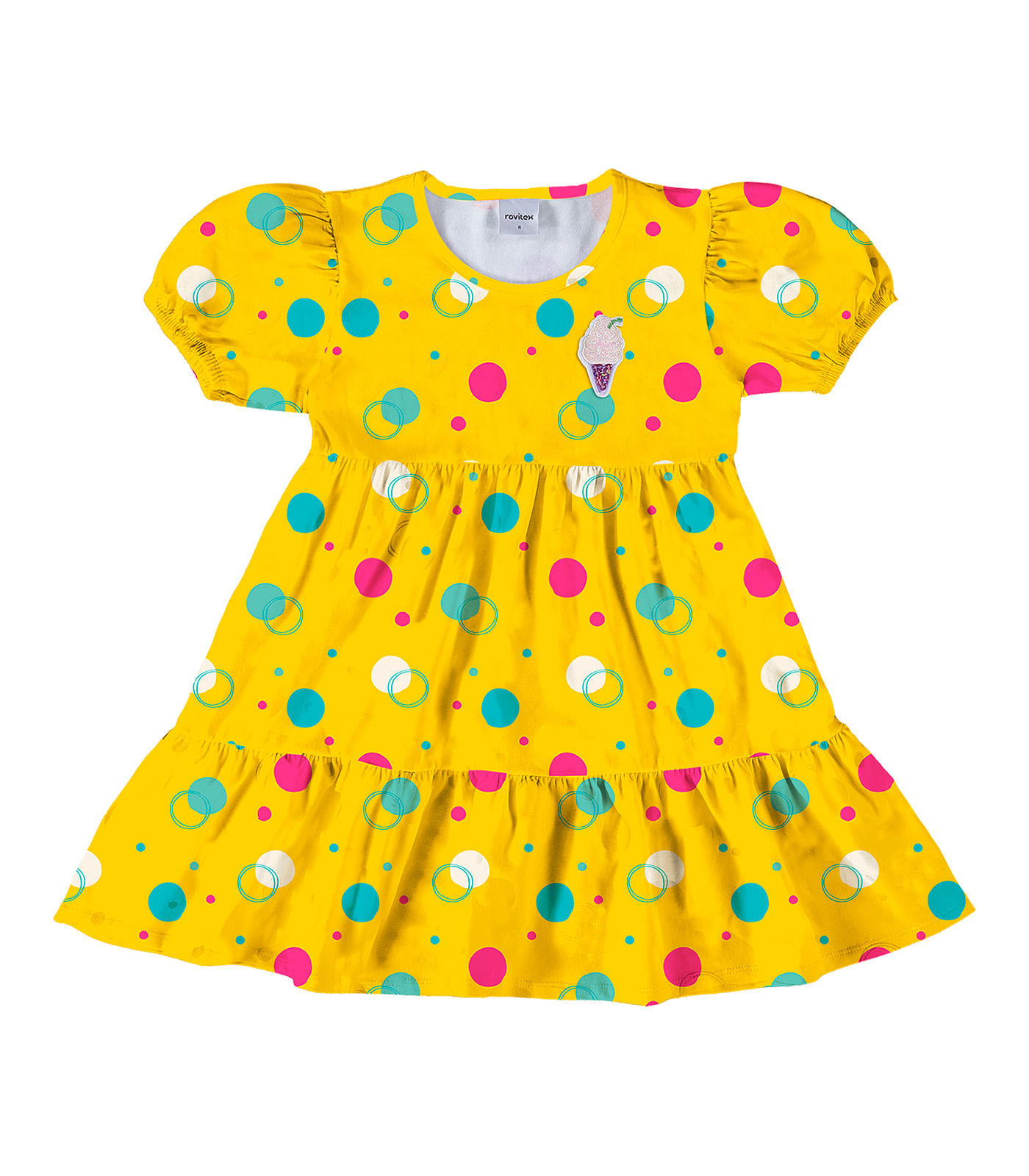 Vestido Infantil Círculos Rovi Kids Amarelo 8