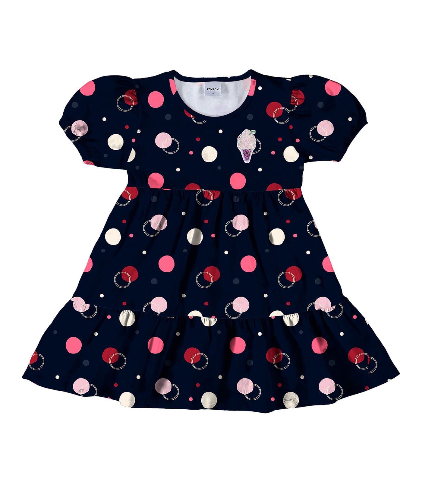 Vestido Infantil Círculos Rovi Kids Azul 6