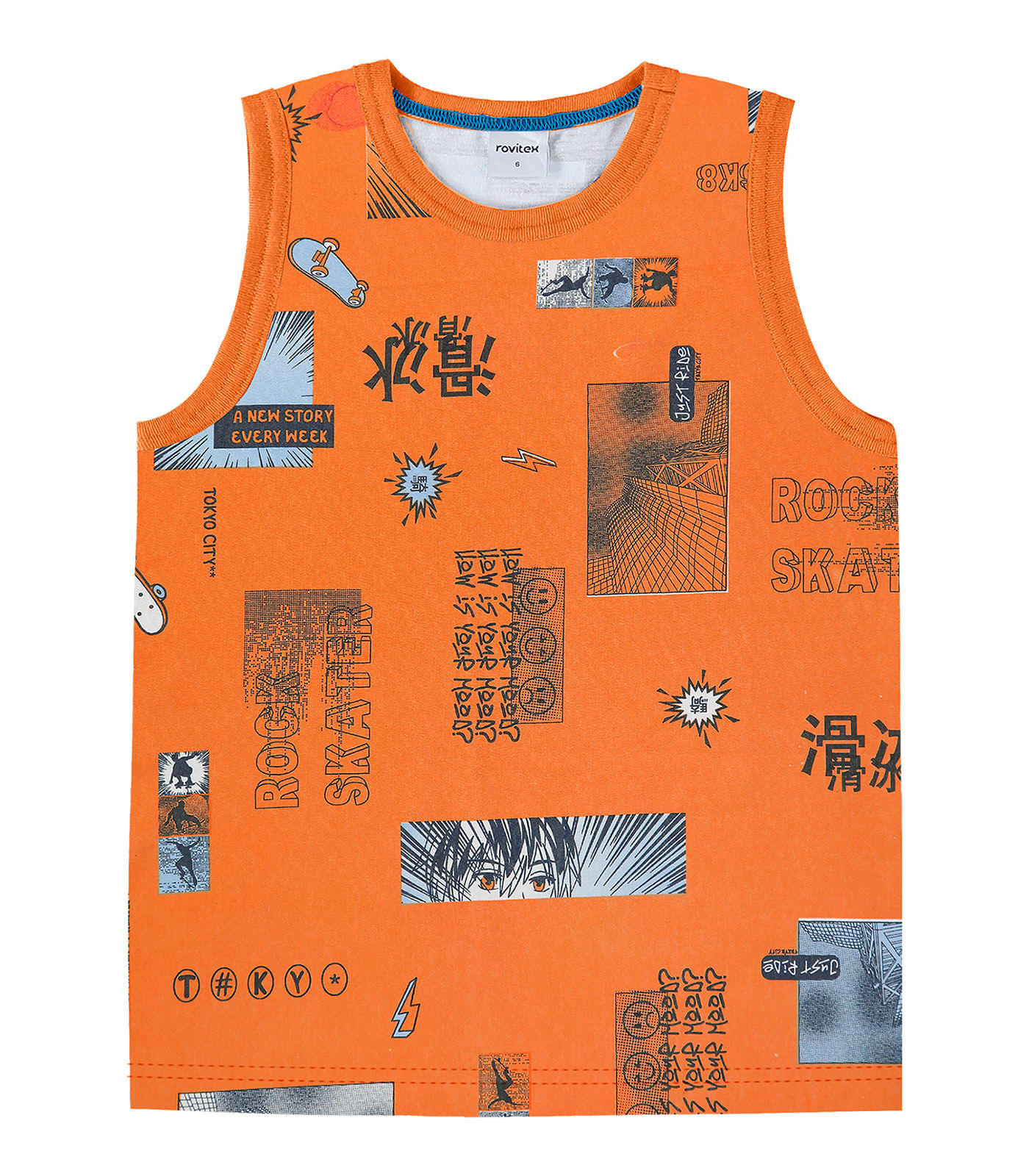 Regata Infantil Masculina Estampada Rovi Kids Laranja 4