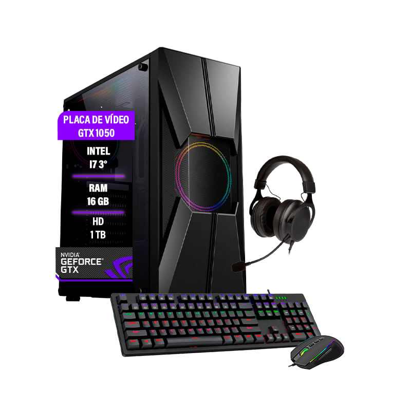 Pc Gamer Bravus Core I7 Gtx 1050 16gb Hd 1tb Ssd 120gb Wi-fi