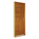 Kit Porta de Madeira Decorada 215x84cm com Batente de MDF Ultra 16cm Cantareira MGM