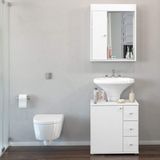 Banheiro completo com gabinete e espelheira de 1 porta branco