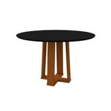 Mesa De Jantar Redonda Com Tampo De Vidro Isabela Preta E Ype 120 Cm