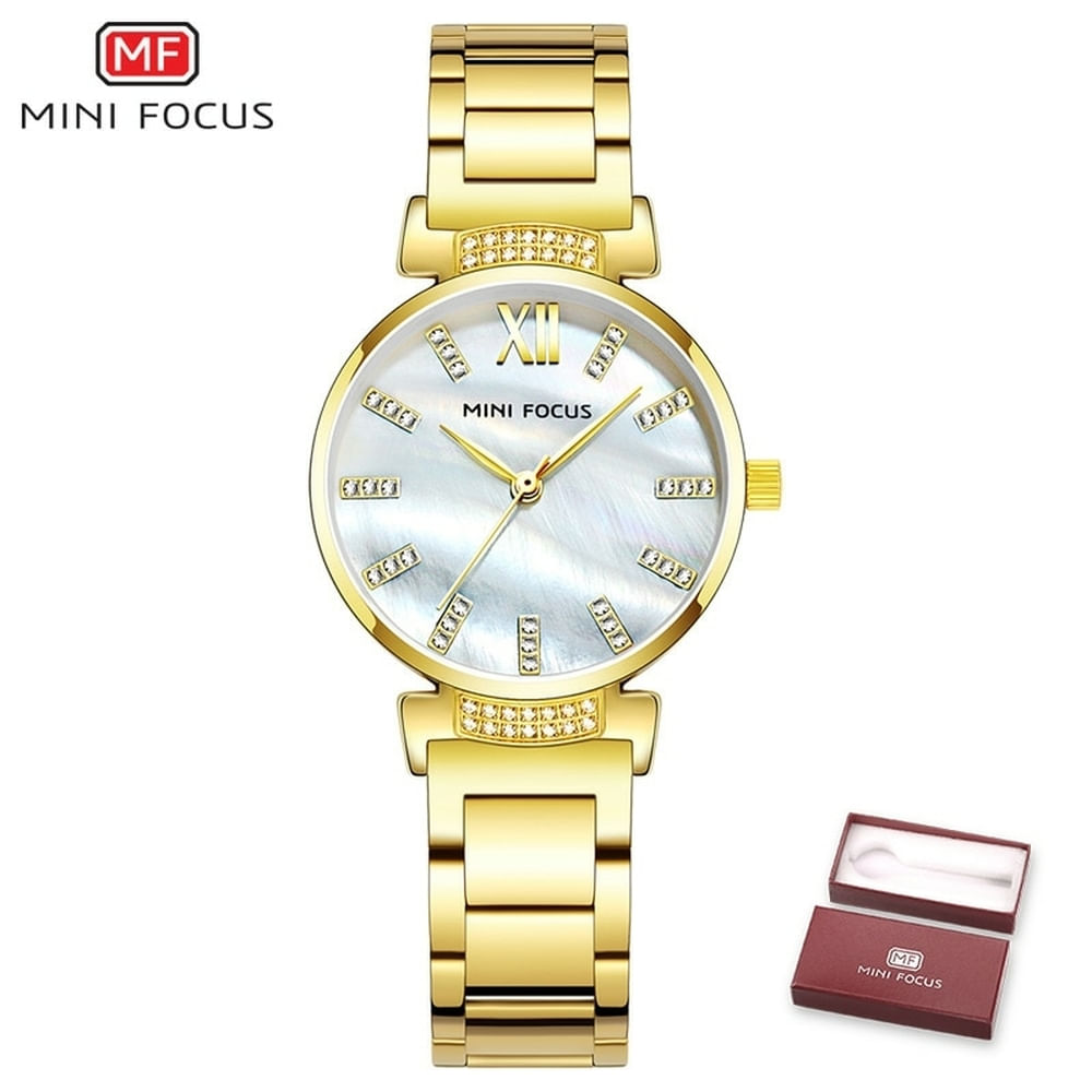 Relógio Feminino Mini Focus Mf0227l À Prova D&#39;água Dourado