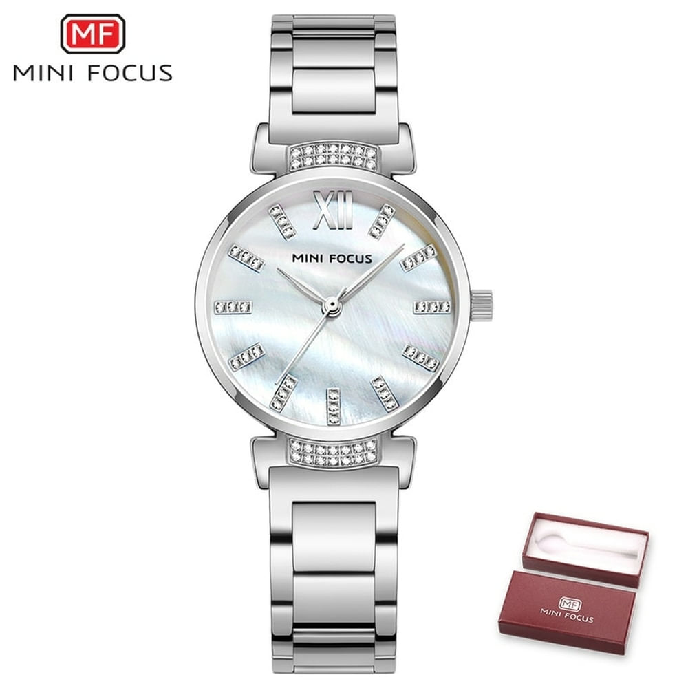 Relógio Feminino Mini Focus Mf0227l À Prova D&#39;água Prata