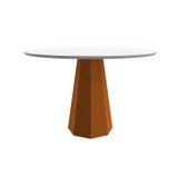 Mesa De Jantar Redonda Com Tampo De Vidro Isis Off White E Ype 135 Cm