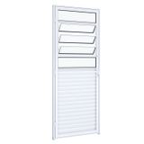 Porta de Giro Mista Natural com Basculante Riobras Alumínio  215cmx85cm Branco