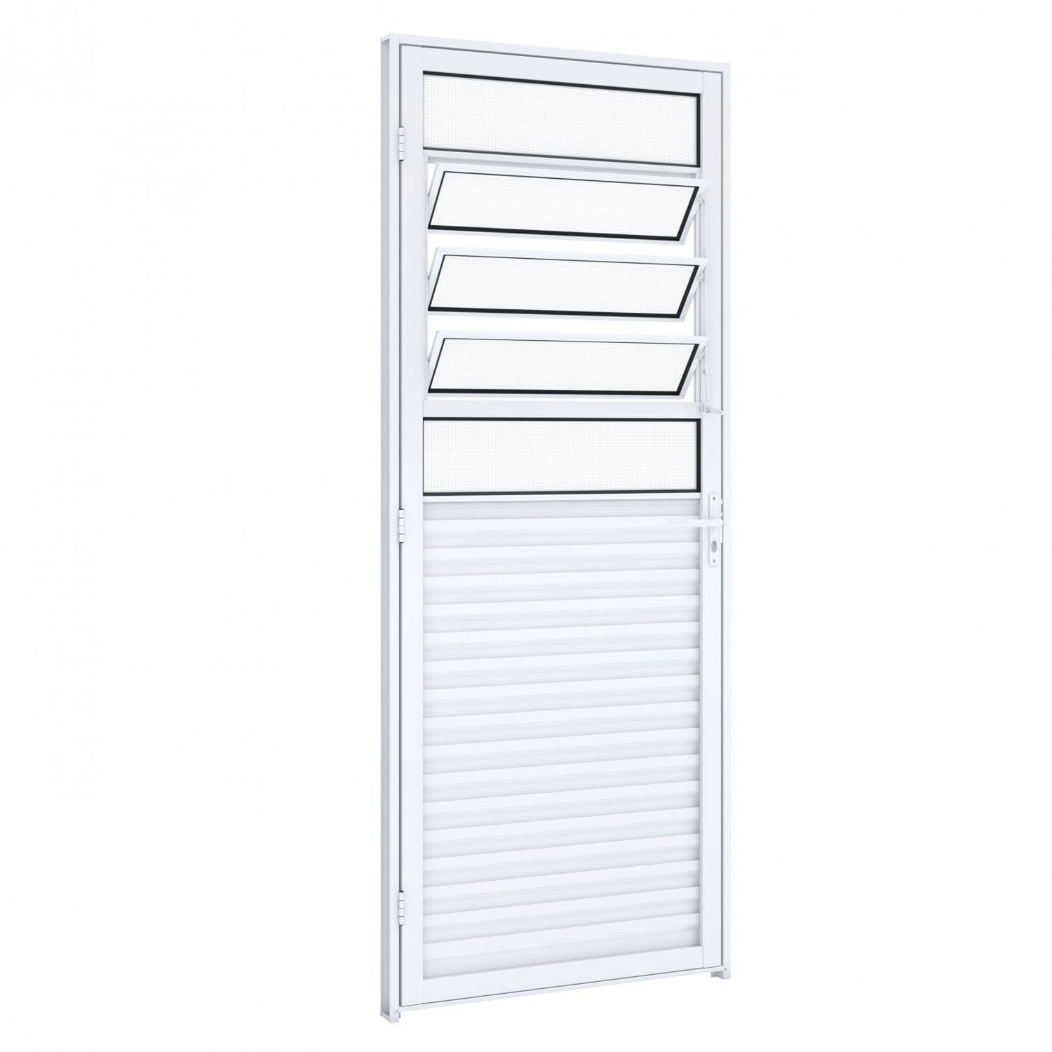 Porta de Giro Mista Natural com Basculante Riobras Alumínio  215cmx85cm Branco