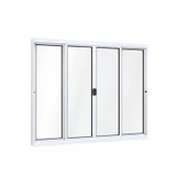 Janela de Correr Alumínio Central 2 Folhas Móveis 2 Fixas Lucasa Ideale  100cmx150cm Branco