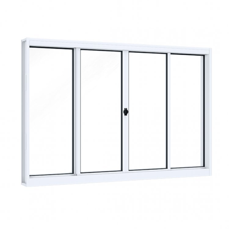 Janela de Aço de Correr 120x150cm 4 Folhas com Vidro Liso Riobras Branco