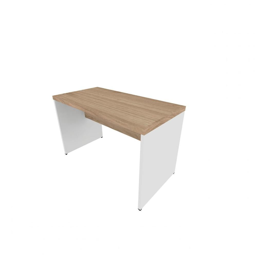 Mesa De Escritório Natus 40mm 130 Bramov Móveis Branco/Carvalho Mel