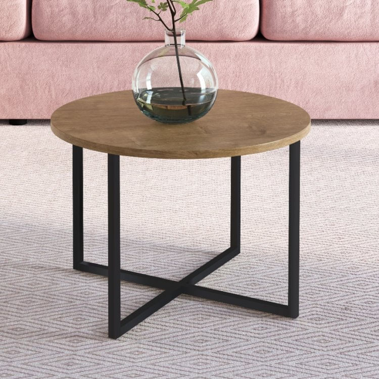 Mesa de Centro Redonda 50cm Complementos Artesano Vermont/Preto