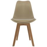 Cadeira De Jantar Seatco Saarinen Pp Wood Com Assento Estofado E Revestimento Em Courino