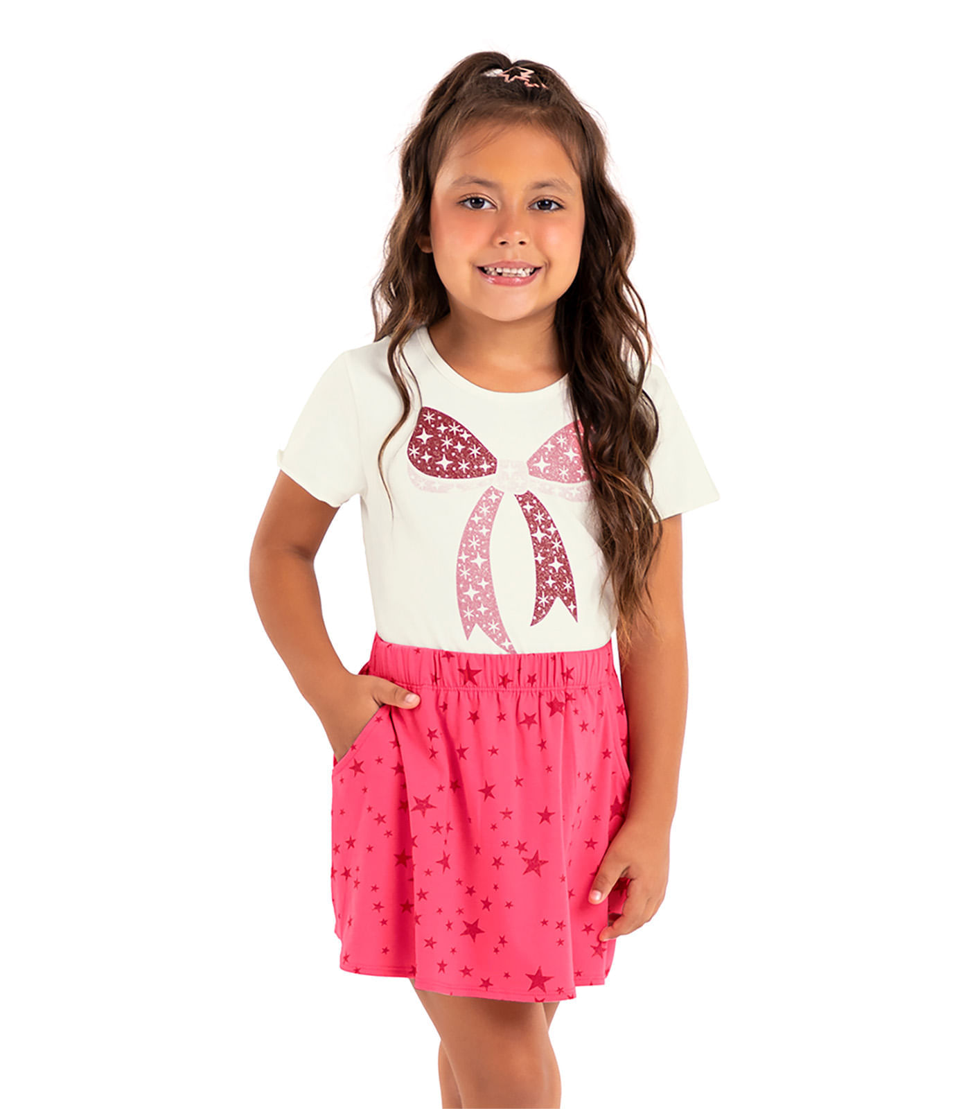Conjunto Juvenil Blusa Com Saia Rovi Kids Rosa 8