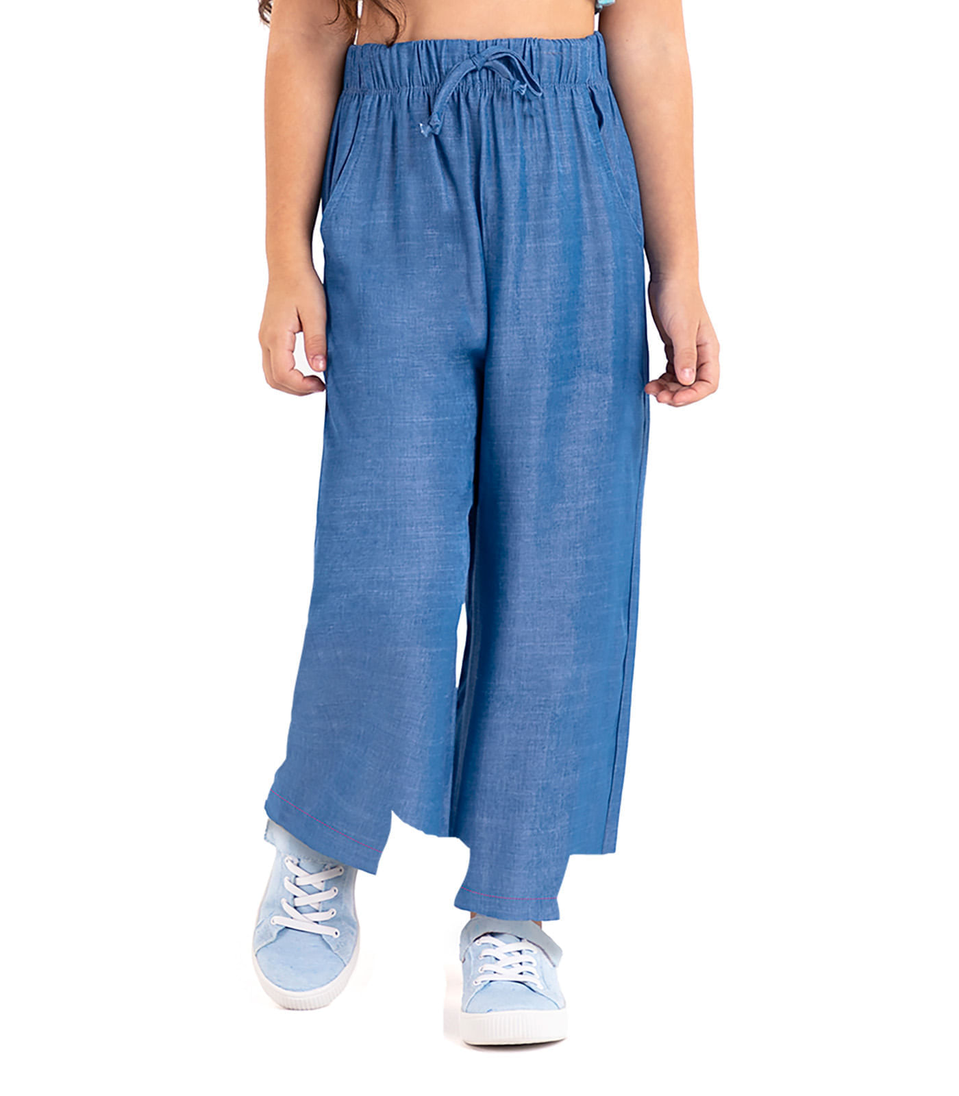 Calça Infantil Feminina Wide Leg Rovi Kids Azul 8