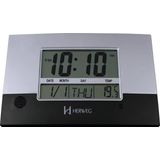 Relógio De Parede Ou Mesa Digital Lcd Calendário Termômetro Preto Herweg 6473