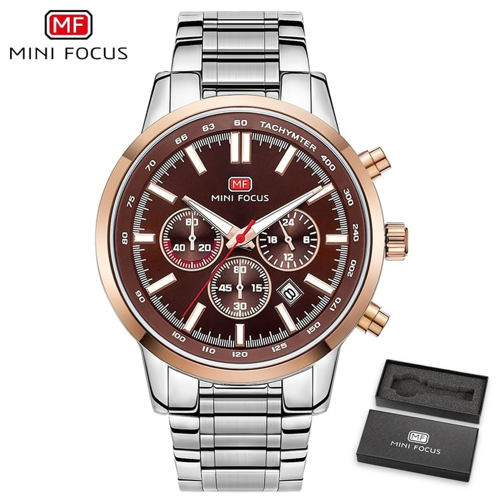 Relógio Masculino Mini Focus Mf0133g À Prova D&#39;água Prata