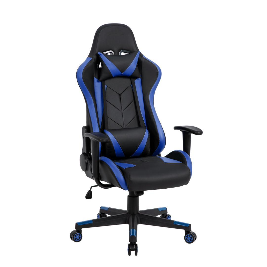 Cadeira Gamer Pelegrin em Couro PU Reclinável PEL-3019 Preta e Azul