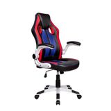 Cadeira Gamer Couro PU PEL-3009 Pelegrin Vermelha Preta E Azul