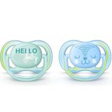 Chupeta Avent Ultra Air Dupla Menino Gatinho / Hello 0-6m Scf342/20 - 2 Unidades