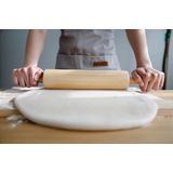 Rolo Com Cabo Giratório - Rolo De Massa Pizza Pão Macarrão Madeira 43cm - Rolo De Macarrao - Panami