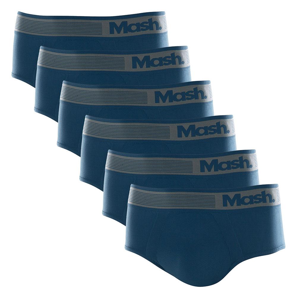 Kit 6 Cuecas Slip Microfibra Sem Costura - Azul Diesel - P