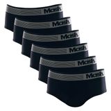 Kit 6 Cuecas Slip Microfibra Sem Costura - Preto - M