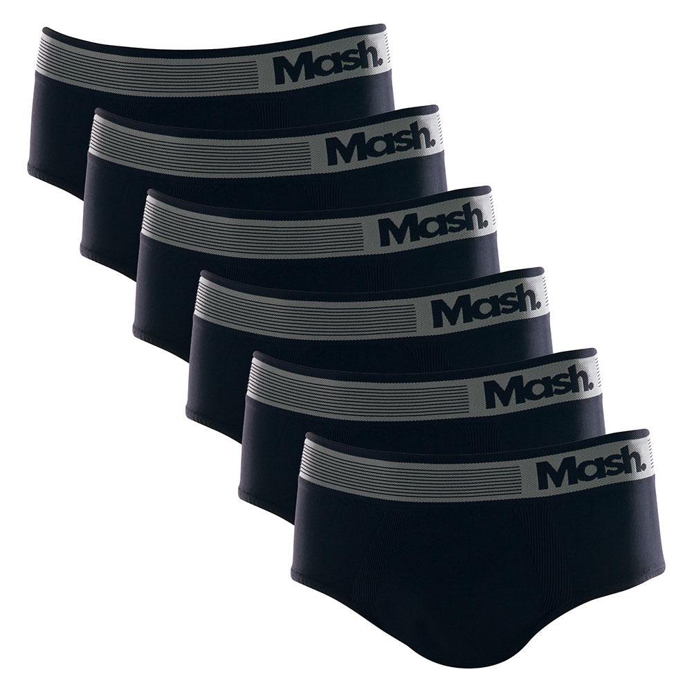 Kit 6 Cuecas Slip Microfibra Sem Costura - Preto - P