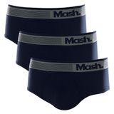 Kit 3 Cuecas Slip Microfibra Sem Costura - Azul Marinho - G