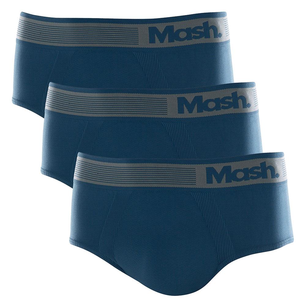 Kit 3 Cuecas Slip Microfibra Sem Costura - Azul Diesel - G